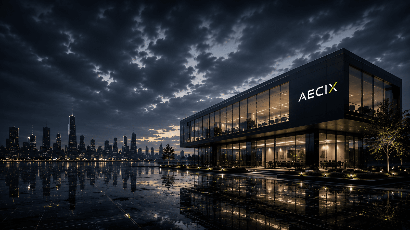 AECIX contact — drone over construction site