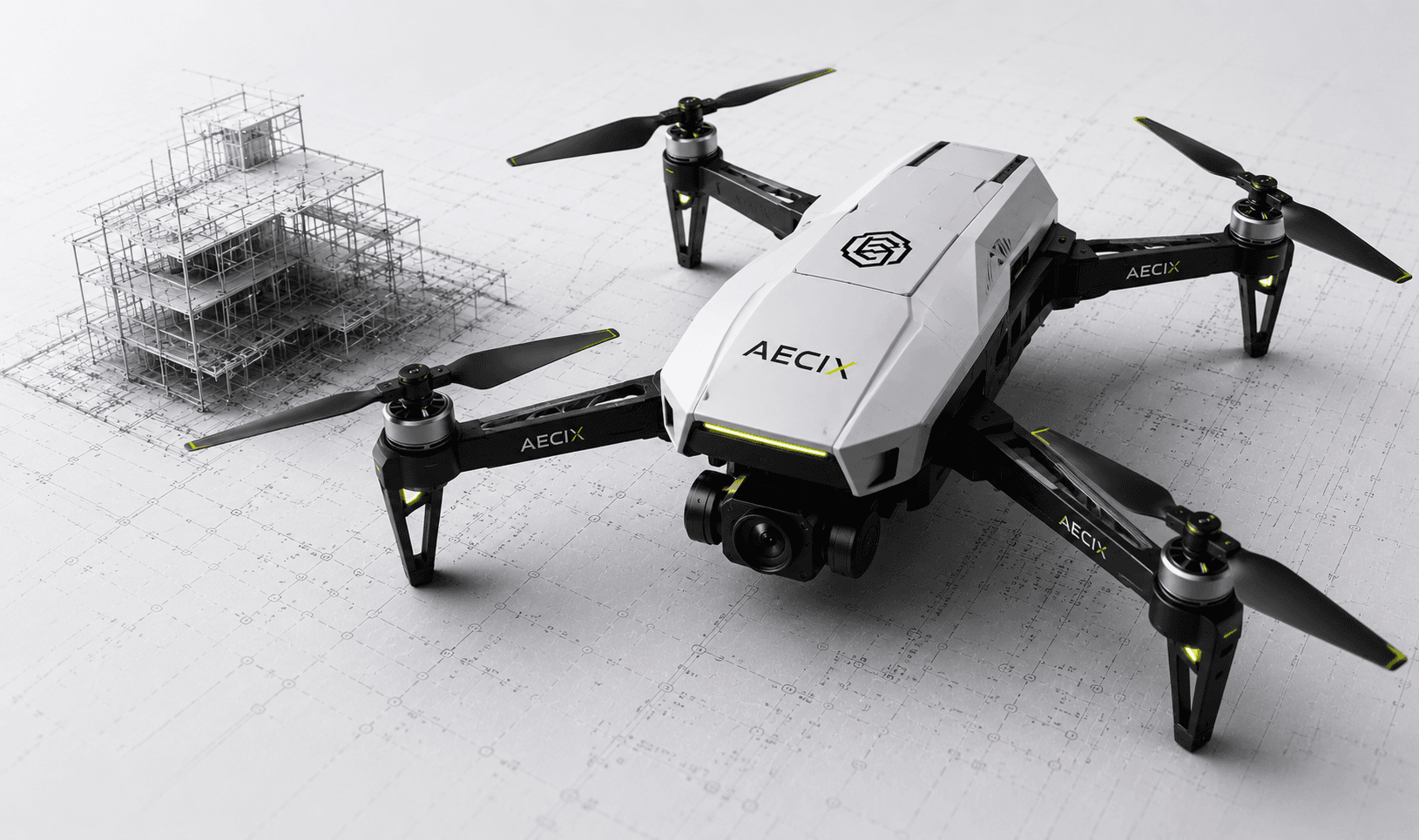 AECIX services — drone over construction site